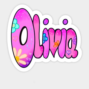 Olivia girls first name in Pink Personalized personalised customised name Olivia Sticker